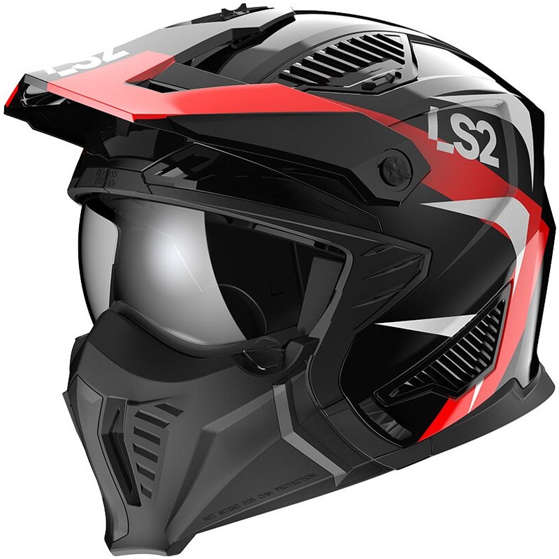Motorcykelhjelm LS2 OF606 Drifter Triality sort-rød