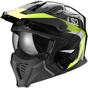 Motorcykelhjelm LS2 OF606 Drifter Triality sort-fluogul