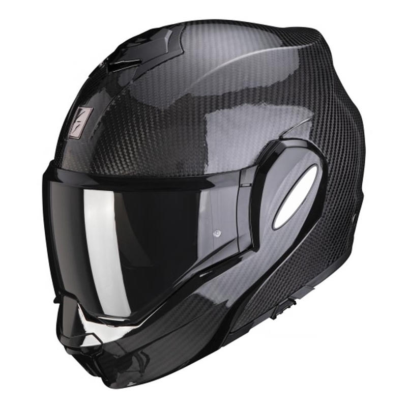 Flip-up hjelm Scorpion EXO-TECH EVO Carbon sort blank - klasse II
