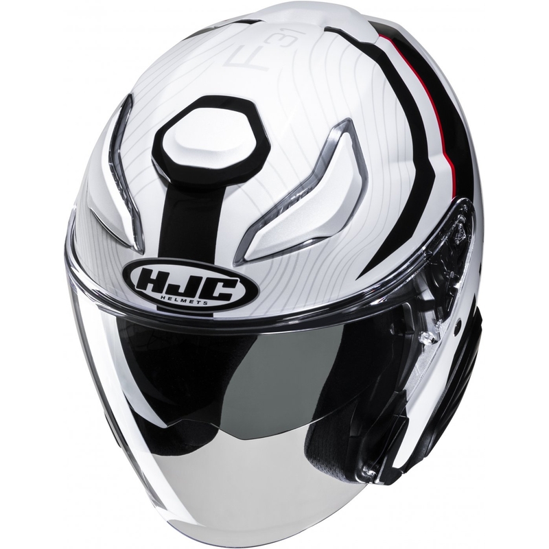 Åben motorcykelhjelm HJC F31 Naby MC1 hvid-sort-rød