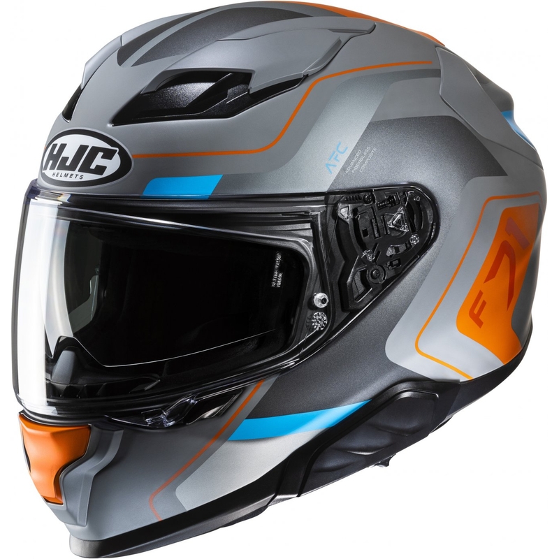 Integreret motorcykelhjelm HJC F71 Arcan MC27SF grå-blå-orange