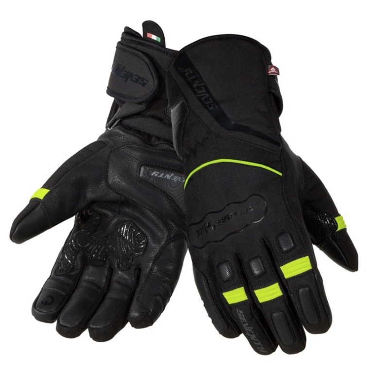 Motorcykelhandsker SEVENTY DEGREES SD-T7 sort-fluogul