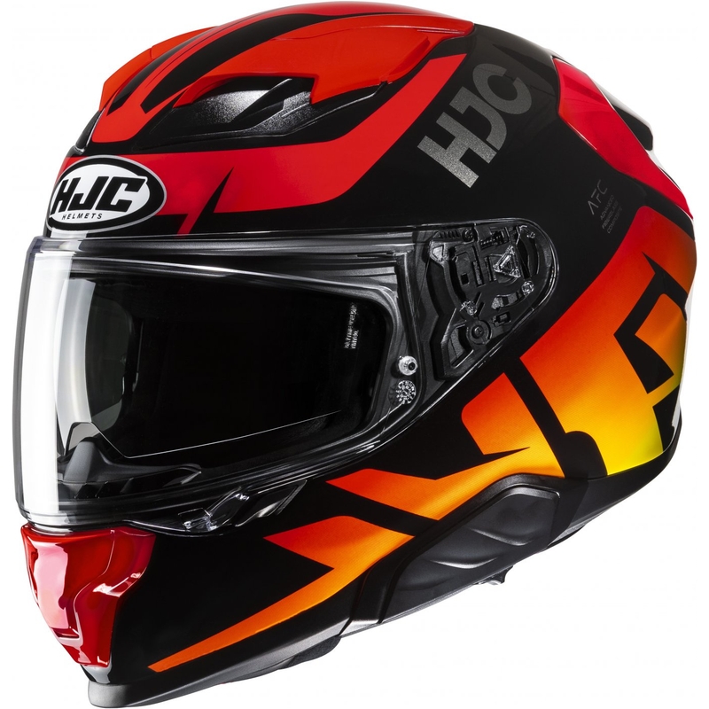 Integreret motorcykelhjelm HJC F71 Bard MC1 sort-rød-orange