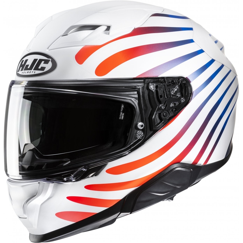 Integreret motorcykelhjelm HJC F71 Zen MC21SF hvid og regnbuefarvet
