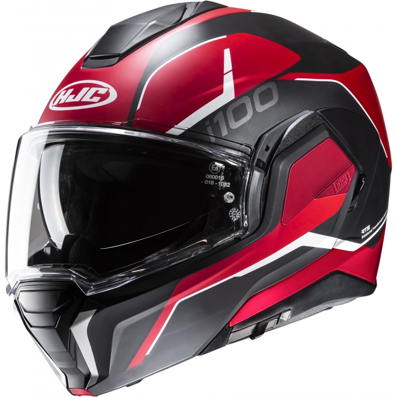 HJC i100 Lorix MC1SF sort-rød flip-up motorcykelhjelm