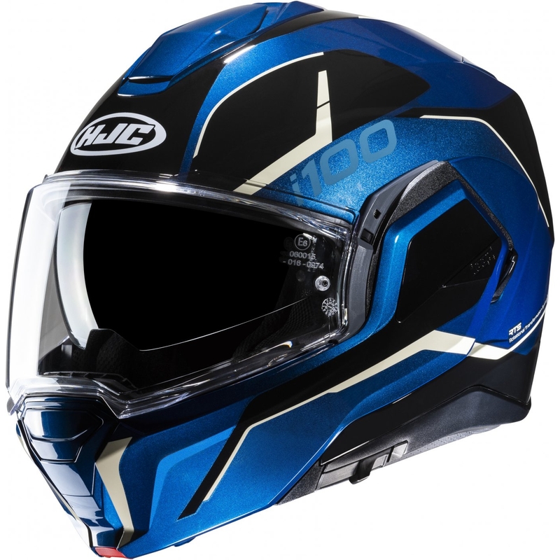 HJC i100 Lorix MC2 sort-hvid-blå flip-up motorcykelhjelm