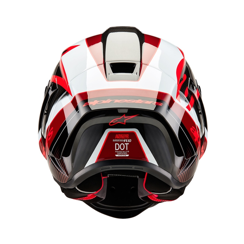 Alpinestars Supertech R-10 Team carbon rød og hvid integreret motorcykelhjelm