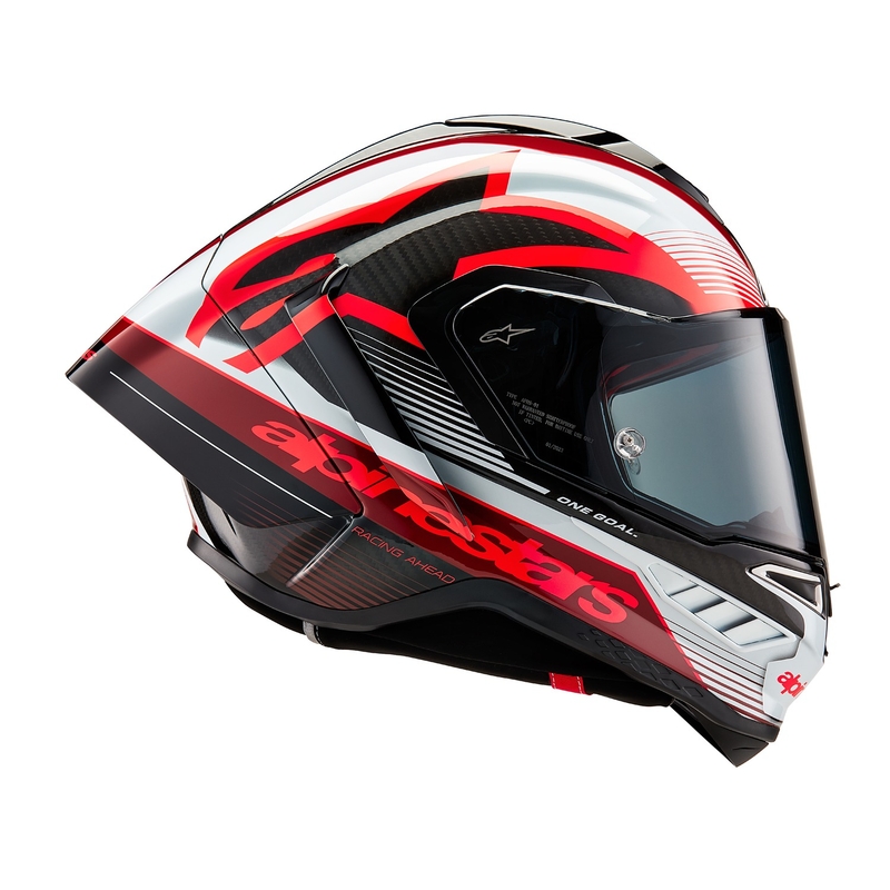 Alpinestars Supertech R-10 Team carbon rød og hvid integreret motorcykelhjelm