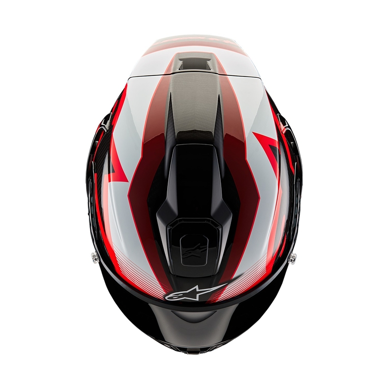 Alpinestars Supertech R-10 Team carbon rød og hvid integreret motorcykelhjelm
