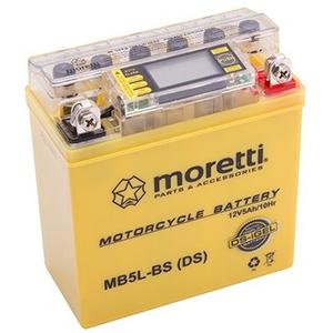 Vedligeholdelsesfrit gelebatteri Moretti MB5L-BS, 12V 5Ah med spændingsmåler