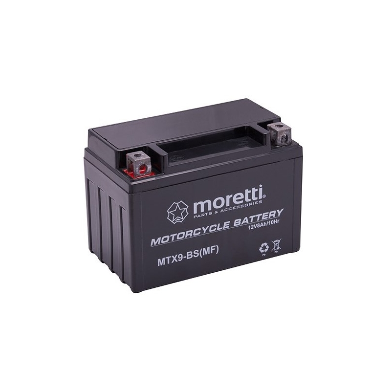 Moretti MTX9-BS vedligeholdelsesfrit gelebatteri, 12V 8Ah