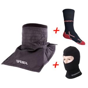 SET: RSA Soul halsvarmer + RSA Heat termisk balaclava + RSA Classic funktionelle sokker