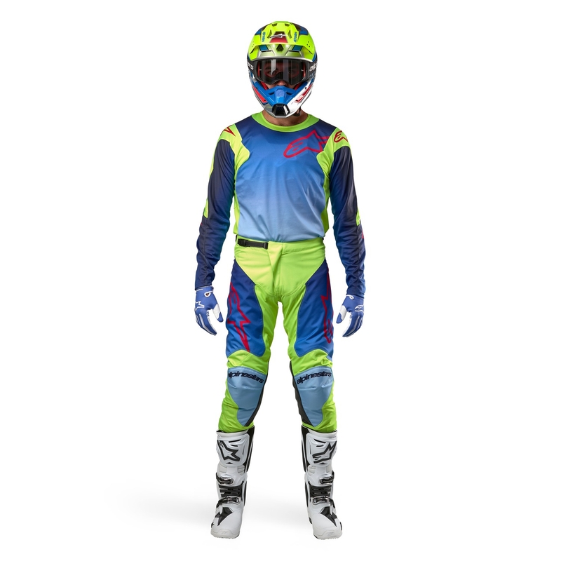 Alpinestars Racer Hoen motocrosstrøje fluo gul-blå-rød