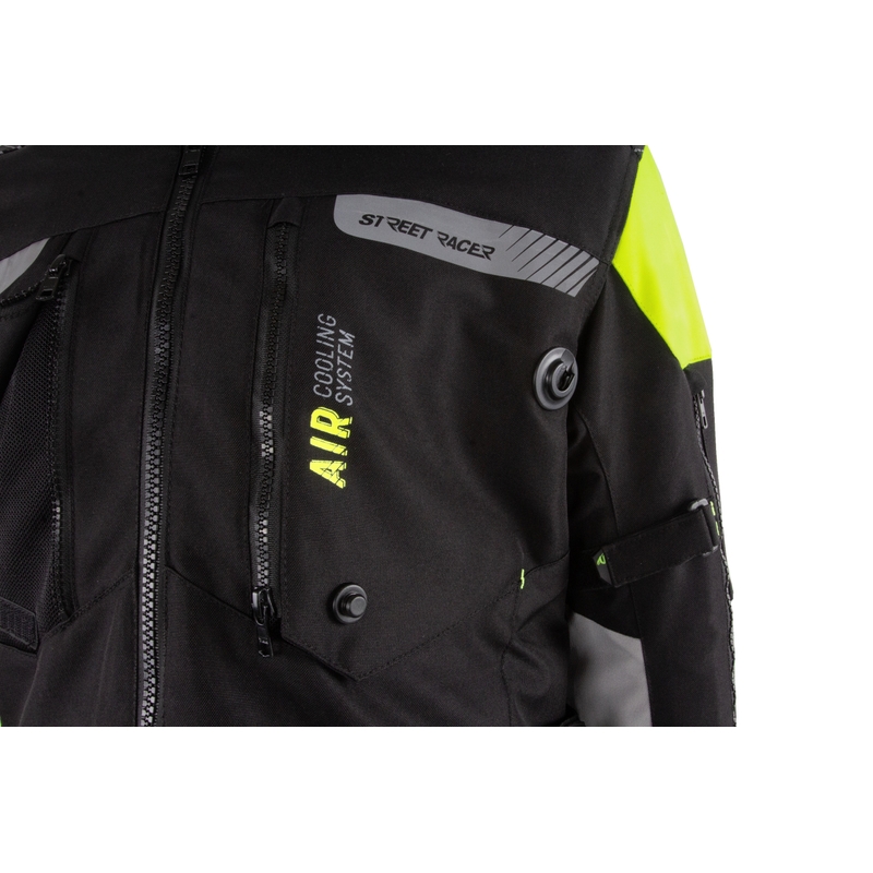 Street Racer All Season Motorcykeljakke Sort-Fluo Gul