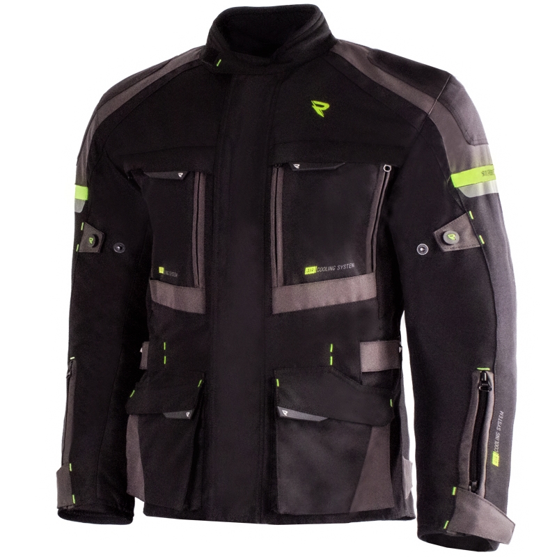 Motorcykeljakke Street Racer Rocket sort-grå-fluo gul
