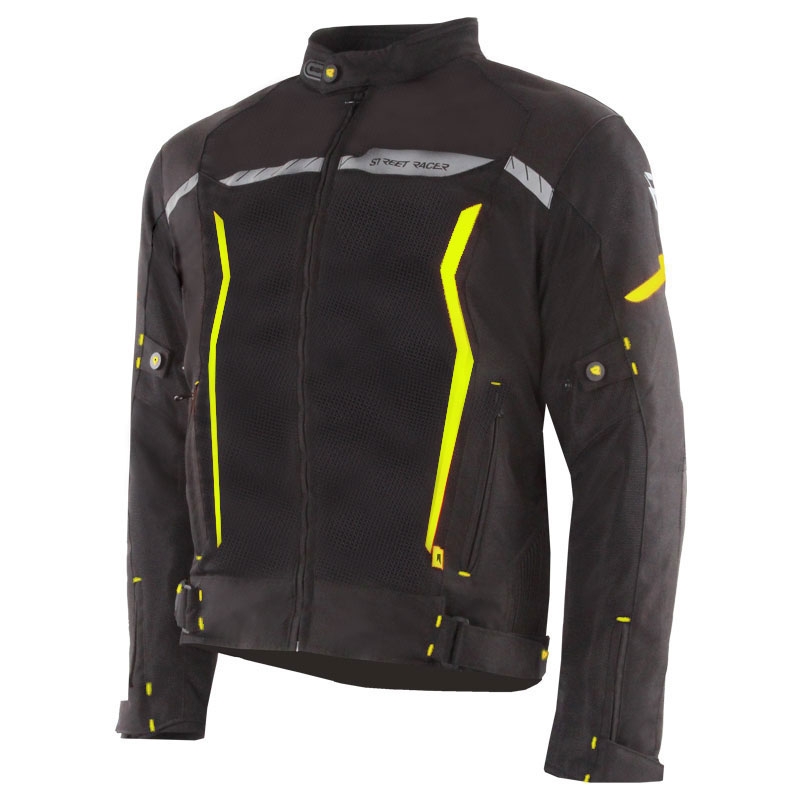 Street Racer Flex Air sort-fluogul motorcykeljakke