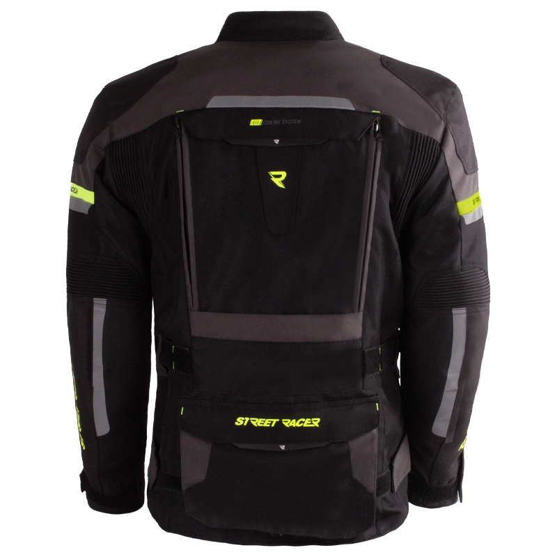 Motorcykeljakke Street Racer Rocket sort-grå-fluo gul