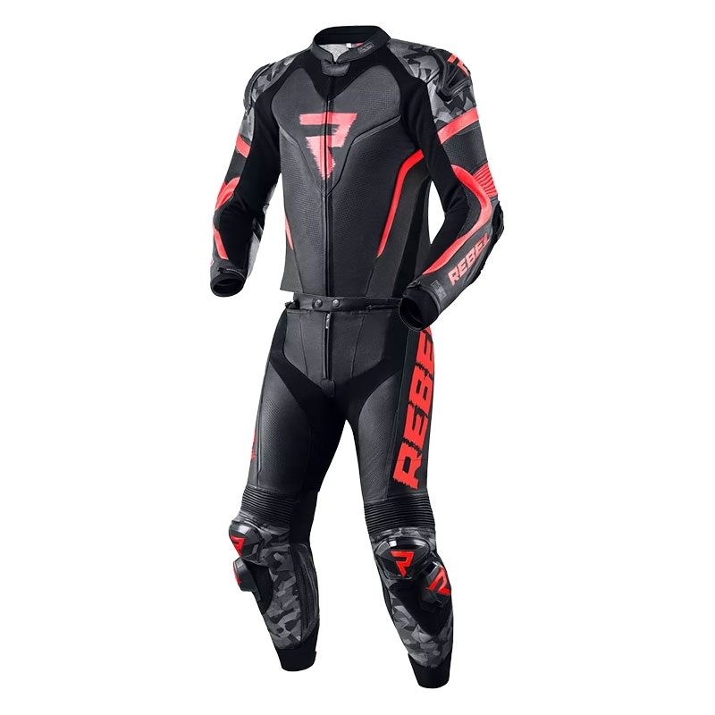 Rebelhorn Rebel fluo rød og sort motorcykeloverall