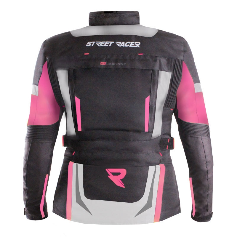 Dame motorcykeljakke Street Racer Hilax sort-grå-pink