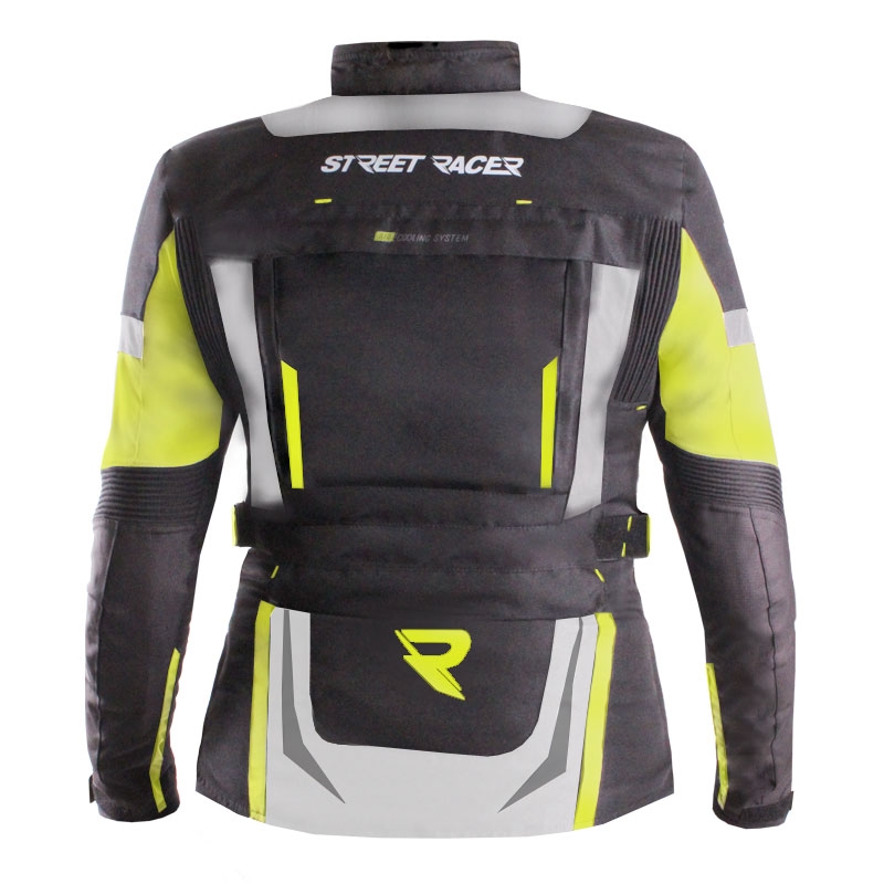 Dame motorcykeljakke Street Racer Hilax sort-grå-fluo gul