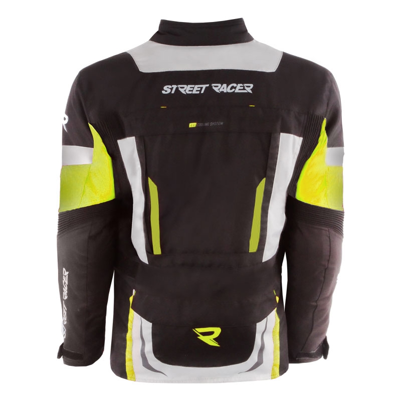 Street Racer Hilax motorcykeljakke sort-grå-fluo gul