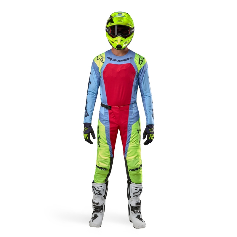 Alpinestars Techstar Ocuri Motocross-bukser Lyseblå-Fluogul-Rød