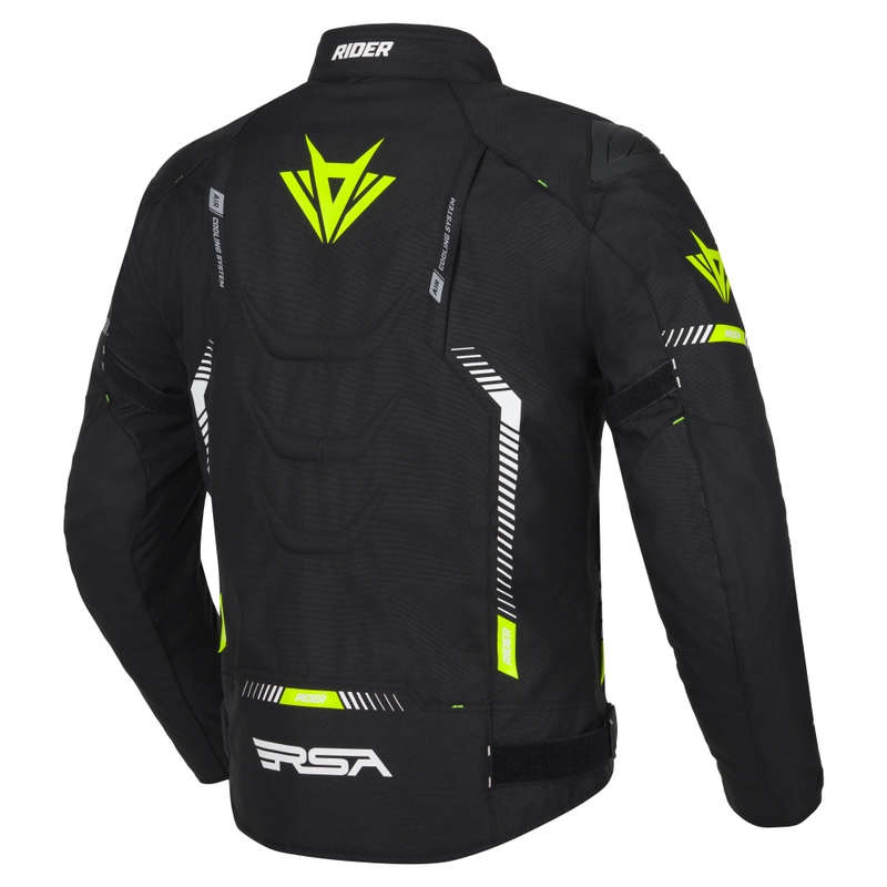 Motorcykeljakke RSA Rider sort-hvid-fluogul