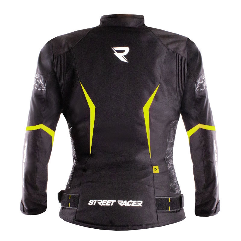 Motorcykeljakke til kvinder Street Racer Rose Air sort-fluogul