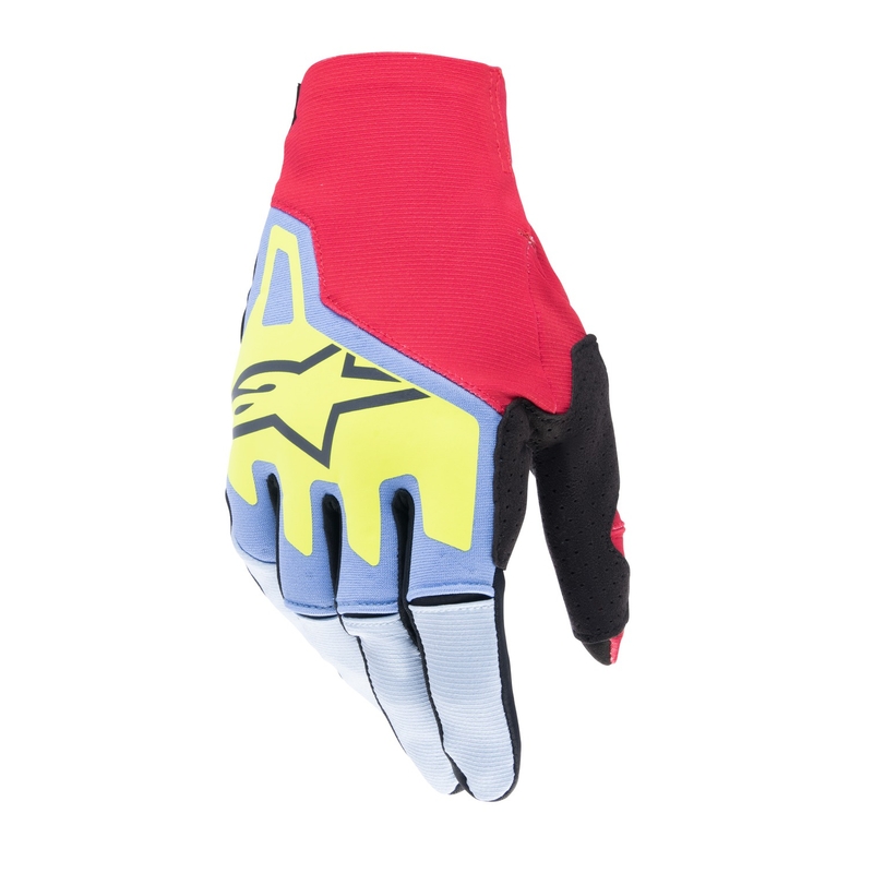 Alpinestars Techstar motocrosshandsker lyseblå-rød-gul fluo-sort
