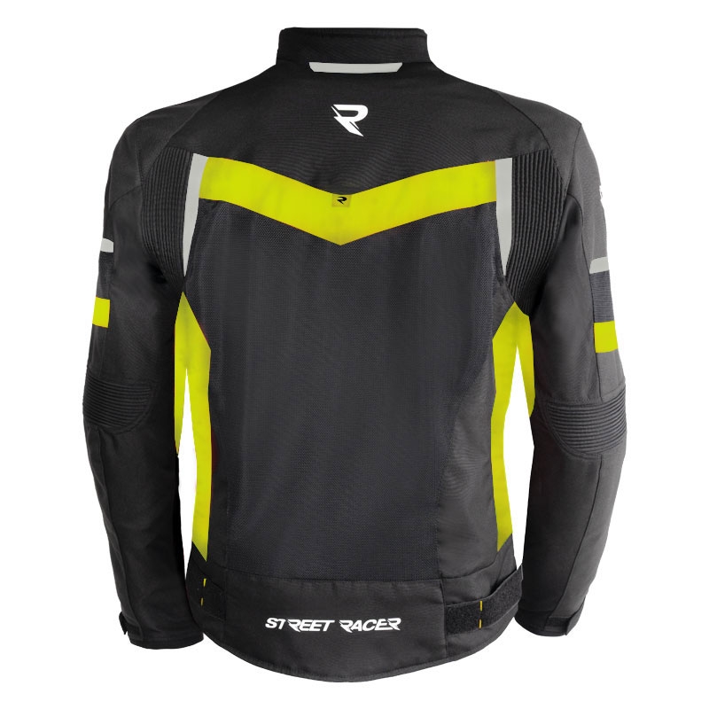 Street Racer Evans Air motorcykeljakke sort-fluo gul