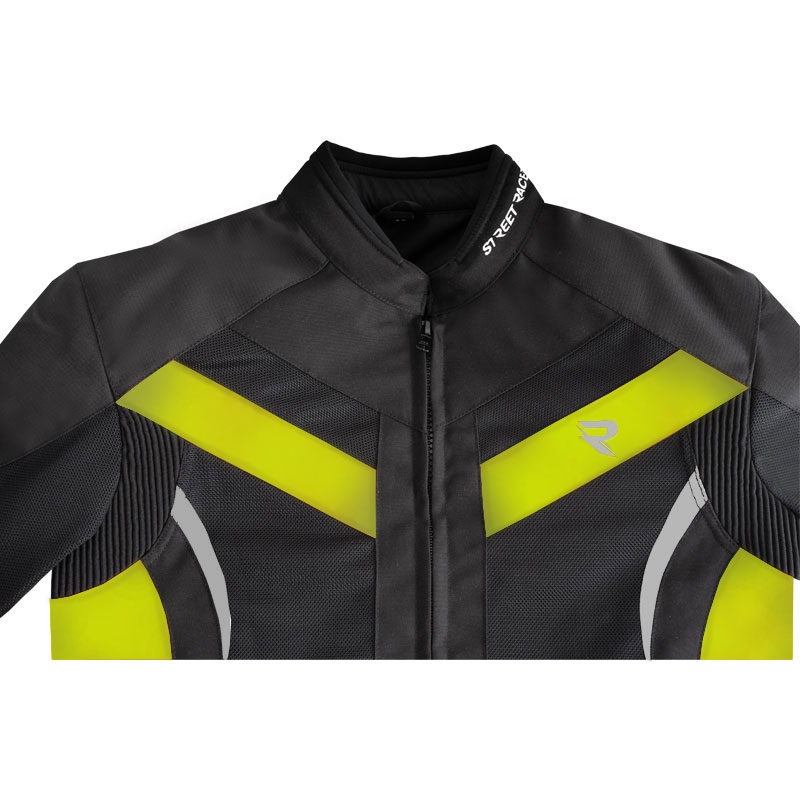 Street Racer Evans Air motorcykeljakke sort-fluo gul