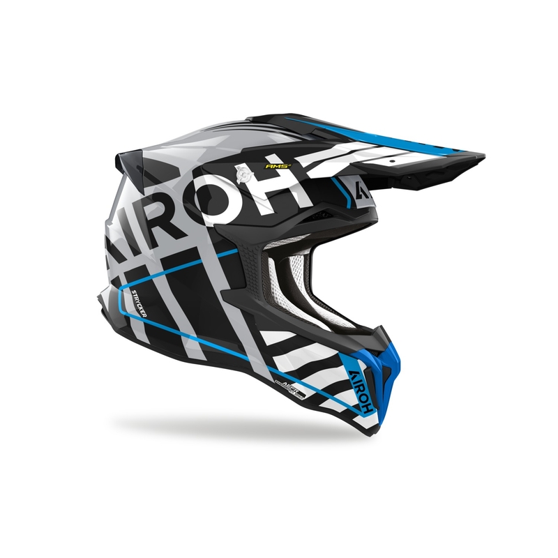 Motocrosshjelm Airoh Strycker Brave 2024 blank blågrå udsalg