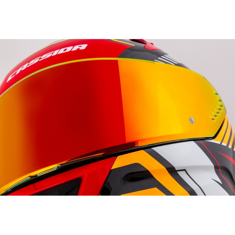 Cassida Aero Drome pearl sort-orange-rød-hvid integreret motorcykelhjelm