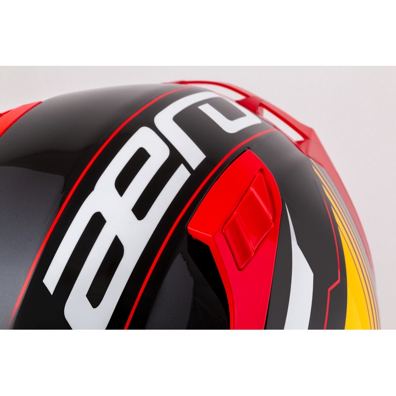 Cassida Aero Drome pearl sort-orange-rød-hvid integreret motorcykelhjelm