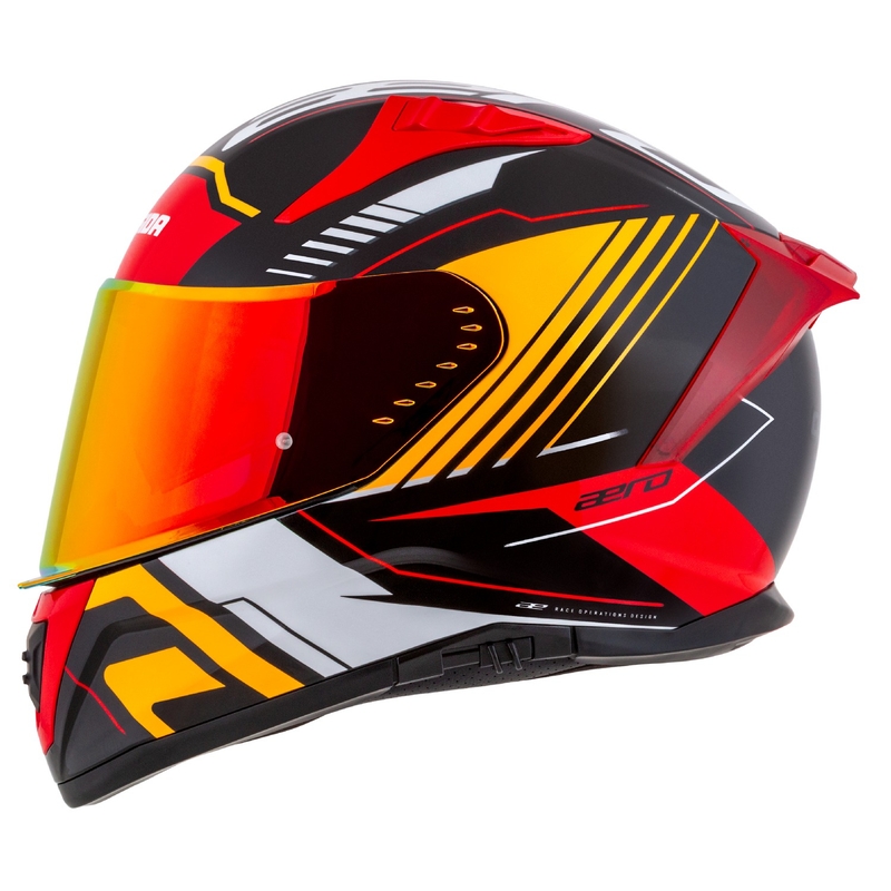 Cassida Aero Drome pearl sort-orange-rød-hvid integreret motorcykelhjelm