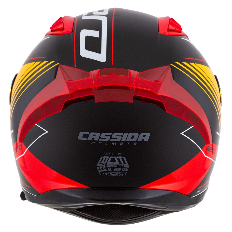Cassida Aero Drome pearl sort-orange-rød-hvid integreret motorcykelhjelm
