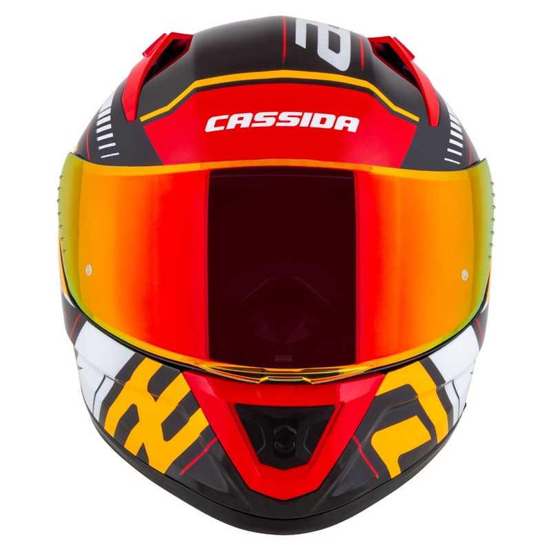 Cassida Aero Drome pearl sort-orange-rød-hvid integreret motorcykelhjelm