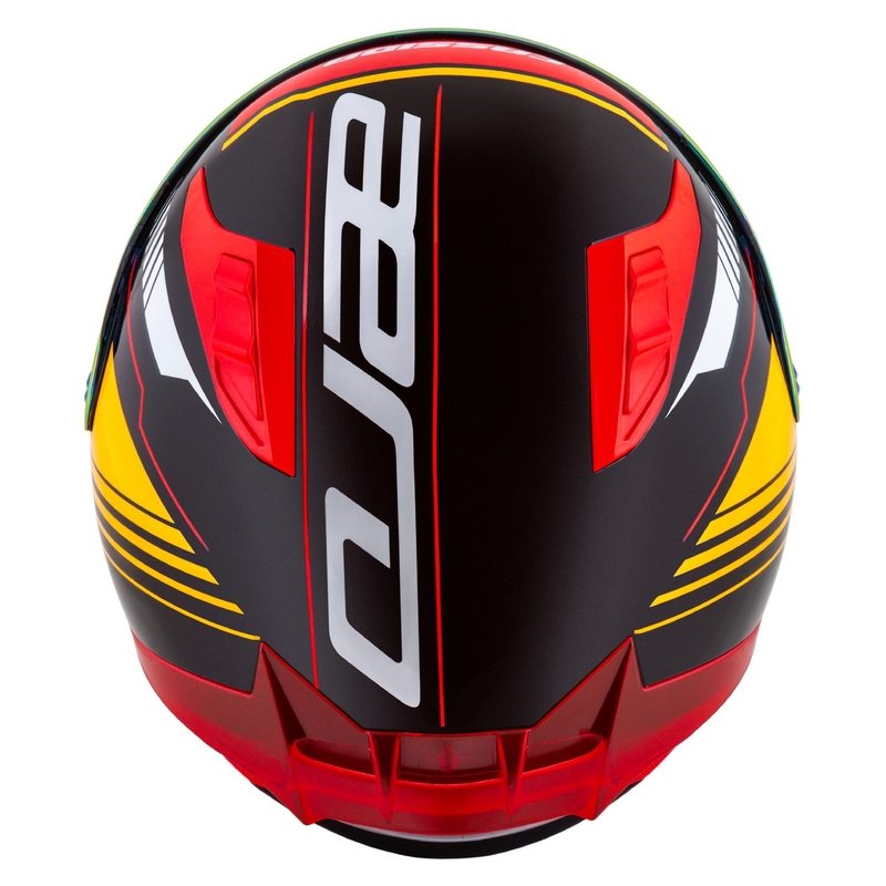 Cassida Aero Drome pearl sort-orange-rød-hvid integreret motorcykelhjelm