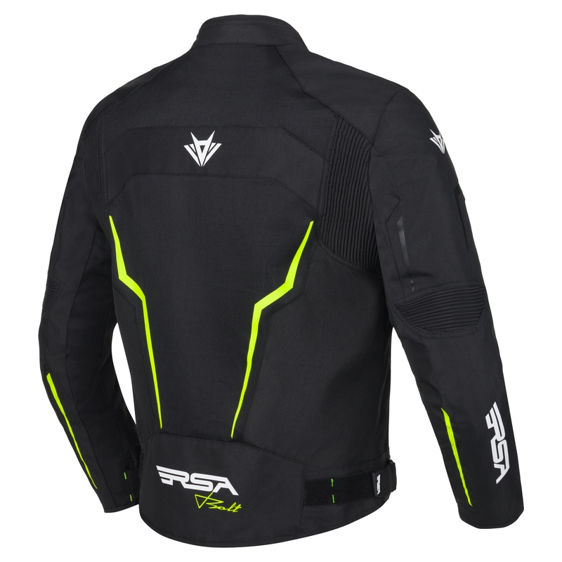 Motorcykeljakke RSA Bolt sort-hvid-fluogul