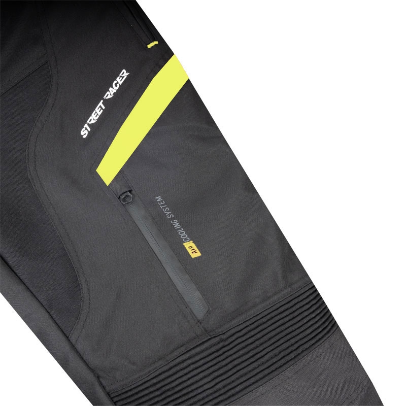 Street Racer Vix Black-Fluo Yellow motorcykelbukser til kvinder