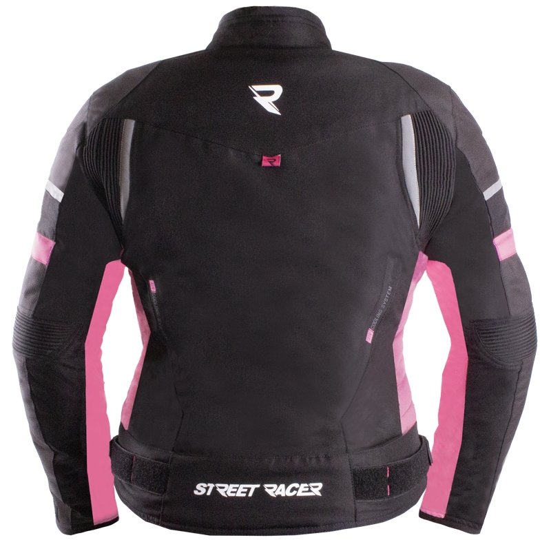 Dame motorcykeljakke Street Racer Betty II Air sort-pink