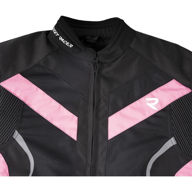 Dame motorcykeljakke Street Racer Betty II Air sort-pink