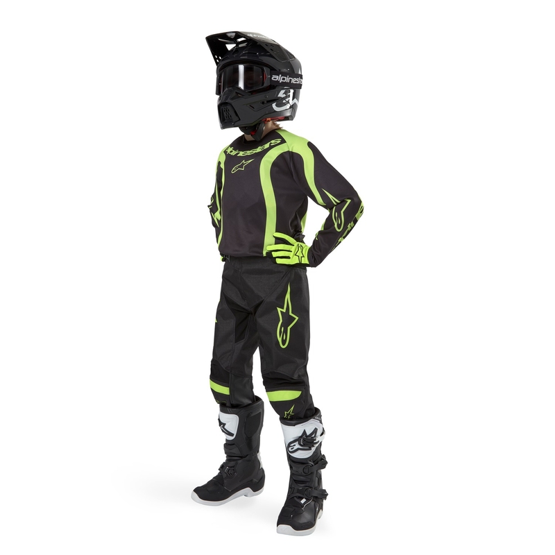 Alpinestars Racer Lurv Kids Motocross Jersey Sort-Fluo Gul