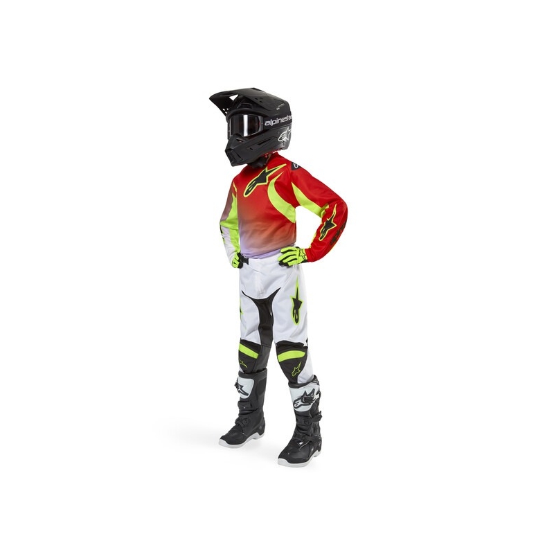 Alpinestars Racer Lucent Kids Motocrossbukser Hvid-Sort-Fluto Gul