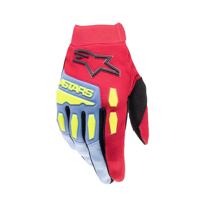 Alpinestars Full Bore 2024 motocrosshandsker til børn lyseblå-rød-fluogul-sort