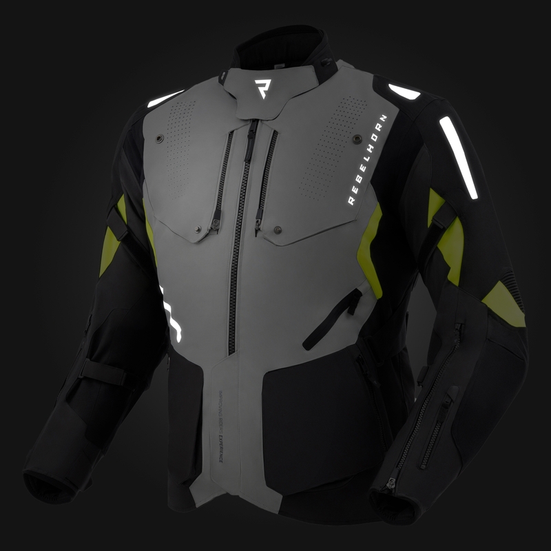 Rebelhorn Hiker IV motorcykeljakke sort-grå-fluo gul
