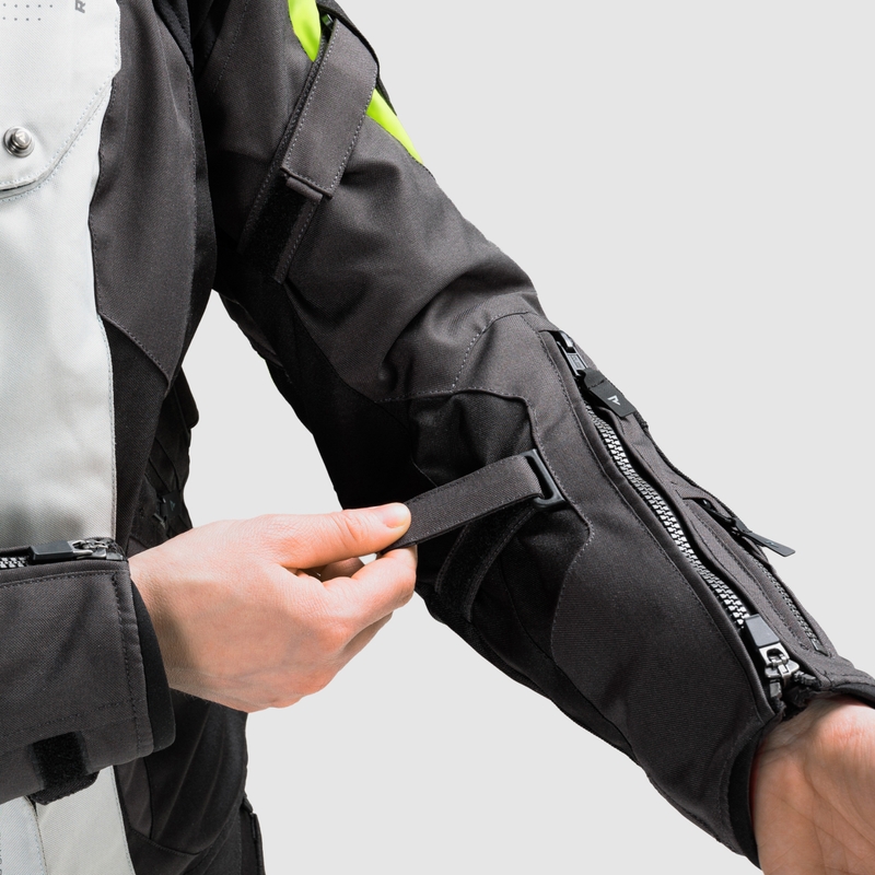 Dame motorcykeljakke Rebelhorn Hiker IV sort-grå-fluo gul