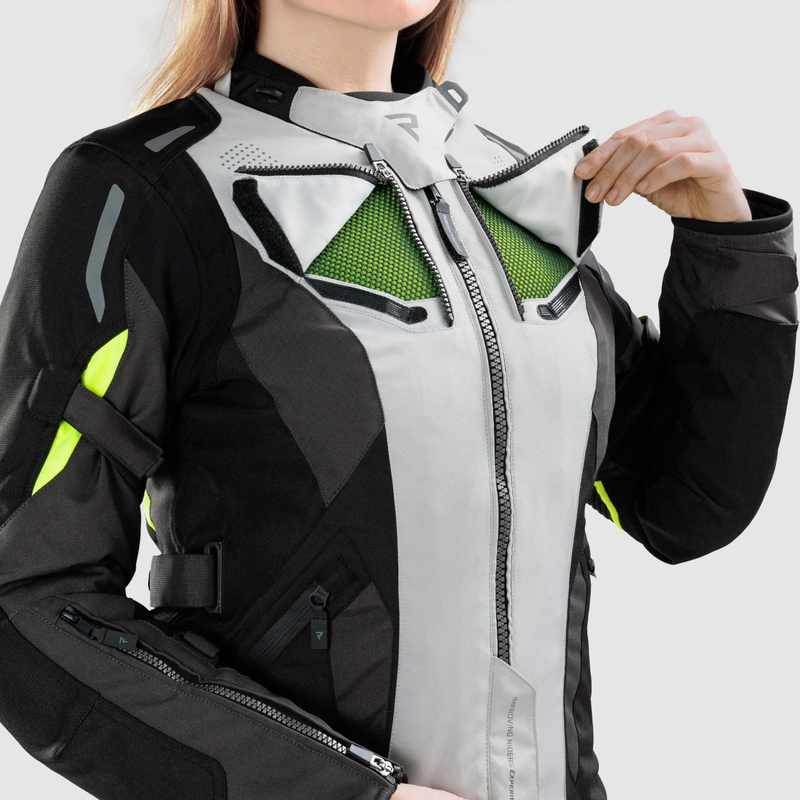 Dame motorcykeljakke Rebelhorn Hiker IV sort-grå-fluo gul