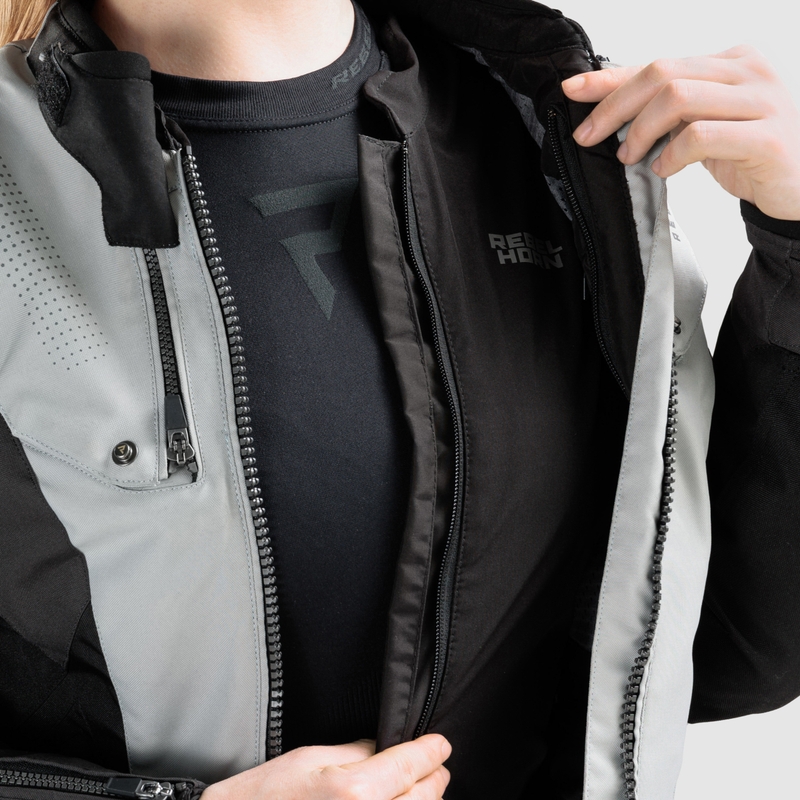 Dame motorcykeljakke Rebelhorn Hiker IV sort-grå-fluo gul