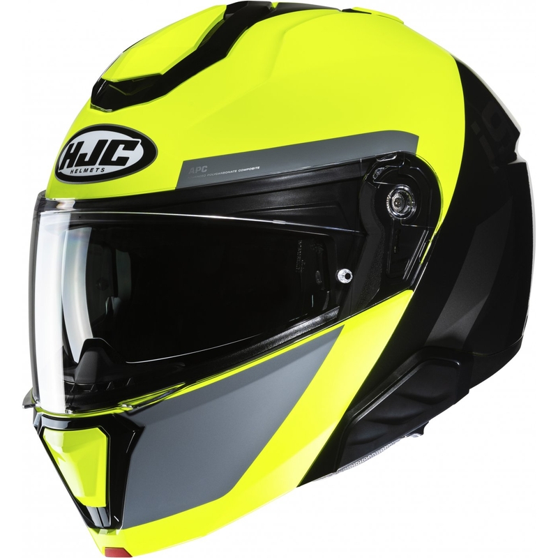 Flip-up hjelm HJC i91 Bina MC3H gul-sort